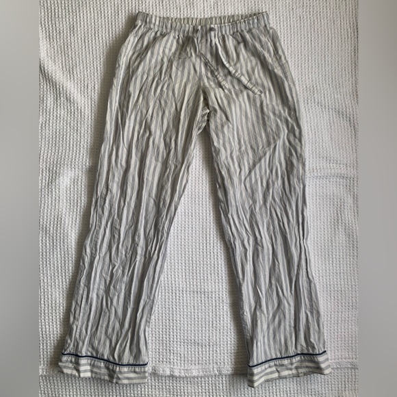 Victoria’s Secret Cotton Mayfair Blue White Pinstripe Pajama Set - Size Small - Picture 6 of 16